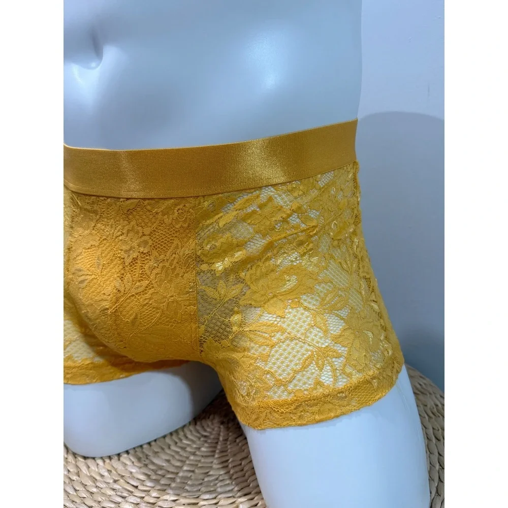 Cosabella Never Say Never Lace Classic Trunk Boxer Brief yellow size S